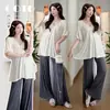 Conjunto para Gestante 2026 Verão Tricô Gola V Solto Versátil Casual + Calça com Máscara de Modal