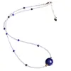 Jingyao Cristal Lapislázuli Natural Collar Colgante de Perla Redonda Cadena de Clavícula de Cristal Blanco Natural Ultra Fina Joyería