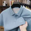 Camiseta Polo de Malha Stretch Algodão de Fibra Longa Xinjiang Leishibert Masculina Manga Curta Verão Respirável Não Amassa Camiseta Manga Curta