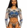 Amazon Comércio Exterior Feminino Split Maiô AliExpress Sexy Europeu e Americano Biquíni Retro Manga Longa com Impressão de Manga