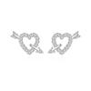 Aretes de Amor de Plata Esterlina S925 para Mujer Estilo Coreano Elegantes Aretes Simples Diamante Completo Micro-incrustado Flecha de Cupido Aretes Combinables