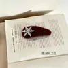 Presilha de Cabelo Floco de Neve de Pelúcia Vermelha Estilo 2026, Elegante Presilha para Franja Lateral, Grampo de Testa, Acessório de Cabelo Feminino