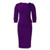 C8612 Europeu e Americano Tamanho Plus 2025 Nova Moda Cor Sólida Gola Redonda Estilo Escritório Bodycon Vestido Africano