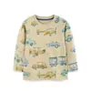 Camisetas para niños estilo europeo y americano, nuevas camisetas de algodón para niños de otoño, tops de manga larga con estampado de dibujos animados y cuello redondo a la moda al por mayor