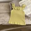 Traje de dos piezas estilo coreano para niñas y niños pequeños, de verano, de algodón puro, transpirable, de alta elasticidad, con estampado floral