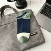 Meias de Primavera e Verão para Homens, Meias Invisíveis Caneladas de Ponto Duplo para Homens, Meias Casuais de Algodão Listradas, Meias Curtas Versáteis Simples Coloridas para Homens