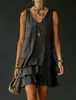 Primavera/Verano 2026 Transfronterizo Europeo y Americano Sitio Independiente de Amazon Moda Vestido Camiseta Casual Holgado de Color Sólido para Mujer