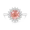 Anillo de Dedo con Gema de Colores Corte Rosa Flor de Sol, Muy Brillante, Diamante de Alto Carbono Chapado en Oro Real, Venta Caliente en Douyin, Transmisión en Vivo, Dropshipping