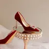Zapatos de boda Xiuhe, nuevos zapatos de novia estilo chino, doble uso para boda y recepción, cómodos para los pies, zapatos de tacón alto de cuero suave rojo