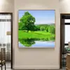 Pintura Decorativa de Árbol Grande Minimalista Verde para Sala de Estar, Arte de Pared Moderno Sencillo para Sala de Estar, Comedor, Entrada, Mural Creativo de Bosque