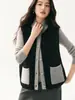 Esencial para Capas~ Chaleco de Cachemira para Mujer, Abrigo de Algodón Texturizado, Engrosado con Bolsillos, Cárdigan de Punto Color Block, Chaqueta sin Mangas