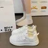 Zapatillas blancas, zapatillas deportivas para mujer, zapatillas para correr, suela gruesa estilo coreano, nuevo modelo de mujer 2026, parte superior de piel, transpirable, otoño ins