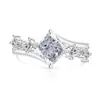 Anillo de Cubo de Azúcar Cortado Flor de Hielo de Piedra Preciosa Colorida Más Vendido en Transmisión en Vivo, Diamante de Alto Carbono Súper Brillante, Chapado en Oro Real, Anillo Versátil de Moda Personalizado