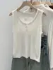 Novo Design Primavera 2026, Lindo e Deslumbrante Colete Tricotado Sem Mangas Listrado para Mulheres, Camisola Top Estilo Coreano para Usar por Dentro e por Fora