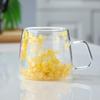 Suministro transfronterizo网红 flor real doble capa de vidrio alto valor de color regalo acompañante taza de café alto borosilicato taza simple