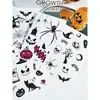 Pegatinas de Tatuaje de Halloween Transfronterizas, Calabaza Aterradora, Araña, Cara de Murciélago, Pegatinas Temporales Impermeables para Maquillaje de Fiesta, Venta al por Mayor