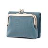 Billetera de Cuero Genuino Transfronteriza para Mujer con Clip Metálico Monedero Protección Antirrobo RFID Cepillado Multitarjeta Tarjetero Clip Corto para Billetes