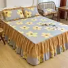 Faldón de Cama 100% Algodón Pieza Única Antideslizante Floral Estilo Simple Individual Doble Cubrecama Engrosado 1.8m Encaje de Algodón Puro Colcha