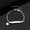 Pulsera Popular de Moda Transfronteriza Europea y Americana de Acero de Titanio con Forma de Mariposa y Corazón para Mujer, Personalizada de Acero Inoxidable, Grabado DIY, Joyería para Mano de Adulto