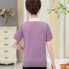 Camiseta de manga corta de punto con solapa bordada para mujer, ropa de mamá fresca y transpirable, para mujeres de mediana edad y mayores, novedad de verano de 2023