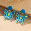 Brincos Borboleta Pintura a Óleo Vintage Femininos 2023 Nova Moda Elegante Textura Design Nicho Avançado Brincos de Pino