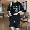 Camiseta de Verano para Adolescentes Conjunto de Manga Corta Hombre 2025 Nuevo Talla Grande Holgado Deportivo Casual Conjunto Hombre Conjunto de Dos Piezas