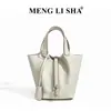 Bolso cubo de cuero de vaca de capa superior TC de alta gama, nicho, cuero genuino, bolso cesta, bolso de regalo, bolso de mano para mujer de gran capacidad
