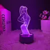 Luz de Noche LED 3D Creativa para Niñas Yoga Sexy, Adornos de Escritorio Luminosos, Lámpara de Mesa LED, Regalo de Atmósfera para Dormitorio y Mesita de Noche