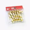 Pacote com 6 Muletas Pequenas de Natal Tricolores 7CM Pingente de Decoração de Árvore de Natal Acessórios de Muletas Enroladas por Sopro Exclusivo Transfronteiriço