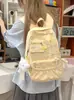 Mochila Girly Suave y Dulce Serie Sal Marina Baja Saturación con Lunares Azul Claro, Encaje Plisado y un Sentido de Atmósfera, Bolso Escolar para Fiesta de Estudiantes