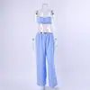 Amazon 2026 Novo Produto de Comércio Exterior Conjunto de Pijama Listrado Color-Block com Camisola e Calça Longa Duas Peças Roupa de Casa Casual Europeia e Americana para Mulheres