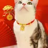 Coleira de Ano Novo para Gatos e Cachorros, Fecho de Longevidade, Paz e Alegria, Gargantilha Festiva do Ano do Dragão, Colar Dourado para Cachorros Pequenos, Ajustável