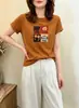 Camiseta de Algodón Acanalado Guangzhou Thirteen Sources 220g para Mujer, Directo de Fábrica, Top de Manga Corta Ajustado, Oferta Especial Segunda Remesa de Verano
