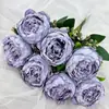 Buquê de peônias artificiais de 7 peças com bordas desfiadas, estilo nórdico, para arranjos florais de mesa interna