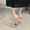 Zapatos de Gel Transparente DIY de Moda Zuecos Retro Coreanos Sandalias de Cristal Zapatos para Mujer con Punta Cuadrada Baja