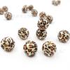 Nuevas cuentas redondas de Hemu 14 mm 16 mm para niños, de dos colores, con estampado de leopardo, cuentas de madera, adornos, cuentas de madera decorativas, accesorios para joyería DIY