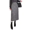 Falda de Lana para Mujer 2026 Otoño/Invierno Nuevo Estilo Talla Grande Adelgazante Bordado de Lazo Línea A Recta Ceñida al Cuerpo Falda de Invierno