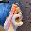 Chaveiro Criativo de Letra com Óleo e Bolinhas Coloridas Flutuantes Delicadas, Adequado para Meninas, Argola de Chaveiro de Bolsa de Casal