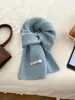 Cachecol de Tricô Liso Misturado com Lã Caseiro do Fabricante para Mulheres no Outono e Inverno, Versátil Macio e Ceroso Estudante Quente Cachecol de Casal