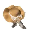 Sombrero de paja para mujer, de verano, nuevo, antiultravioleta, de ala grande, pequeño, fresco, para playa, con lazo tejido