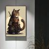 Pintura Moderna Gato Samurái Pintura en Lienzo Mural Póster Arte de Pared Dormitorio Sala de Estar Pintura Decorativa Moderna
