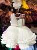 Vestido para Niña 2026 Estilo Nuevo Blanco Estilo Europeo y Americano Sin Mangas Vestido de Princesa Disfraz de Presentación Transmisión en Vivo Dropshipping