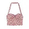 2026 Nuevo Conjunto de Dos Piezas de Moda para Mujer, Sexy, de Gasa Estampada, con Top Halter y Falda, para Vacaciones en la Playa