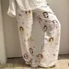 Lindo Pequeño Jade Estilo Coreano Dibujos Animados Ropa de Casa Pijama para Mujer Verano Casual Pantalones Anti-Mosquitos Se Pueden Usar Afuera Holgados Talla Grande Pantalones de Pierna Recta