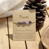 Pulseira Mais Vendida Internacionalmente da Amazon com Doze Signos do Zodíaco, Pedras Naturais Irregulares, Pulseira de Papelão Trançada à Mão