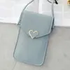 Nova bolsa transversal transparente com tela sensível ao toque para celular, carteira com fivela de cor sólida, porta-cartões, celular, estilo retrô para estudantes