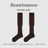 Calcetines Originales Renaissance para Mujer, Calcetines Largos de Otoño e Invierno, Calcetines Holgados Sin Costuras Hasta la Rodilla, Calcetines Versátiles de Color Sólido de Algodón para Mujer