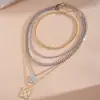 Collar Europeo y Americano Transfronterizo Estilo Ins Cuadrado Multicapa Cadena Apilable, Cadena Única de Clavícula Nicho, Accesorio de Cuello Simple y Elegante
