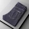 Jeans de Marca de Moda para Hombre Pantalones Tobilleros Delgados Elásticos Estampados Negros Estilo Coreano Ajustados Pierna Estrecha Pantalones Casuales de Moda para Hombre