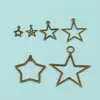 Banhado a Cobre Ouro 18K DIY Acessórios para Joias Feitas à Mão Moda Cor Retro Pingente Estrela de Cinco Pontas Vazado Pingente Estrela